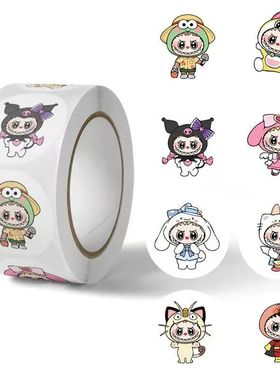 500pcs/Roll Kawaii Cute Anime Cartoon Labubu Sticker Graffit