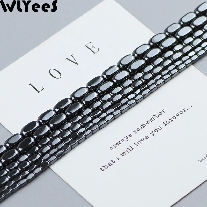 Fillet rectangle Natural Black Hematite Stone beads Square L