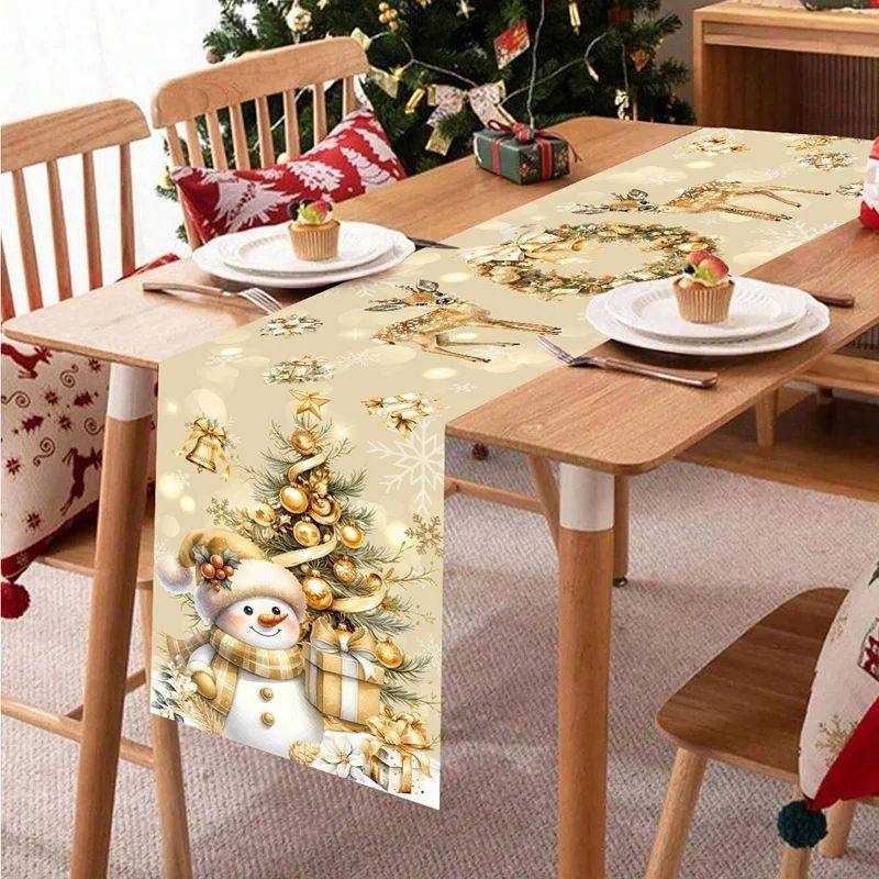 Polyester Christmas Table Runner Merry Christmas Decorations