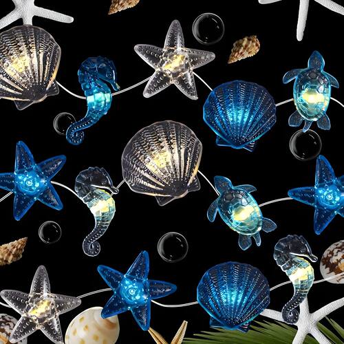 Summer Ocean Battery Operated String Lights Seashell Starfis