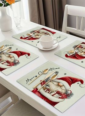 4pcs Christmas Dwarf Placemats,Christmas Fabric Decorative T