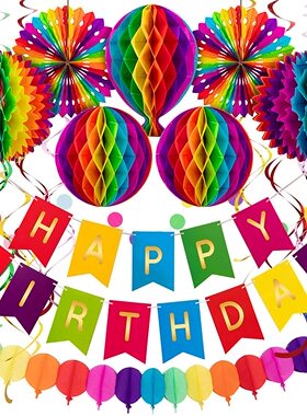 Colorful birthday party decoration set shopping mall window