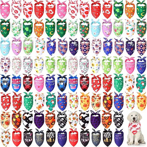 30/50/100Pcs Dog Scarf Bibs Triangle For Fall Halloween Chri