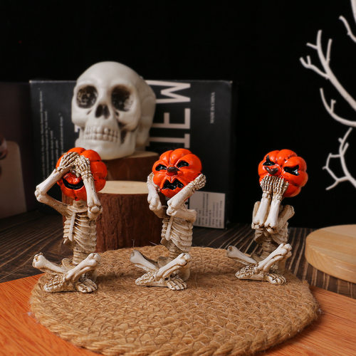 Yoga Pumpkin Head Skull Doll Decoration Home Halloween Horro