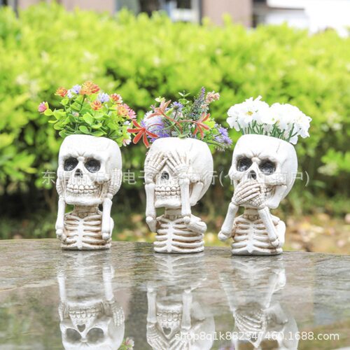 Halloween Skull Flowerpot Decorative Ornaments Do Not Listen