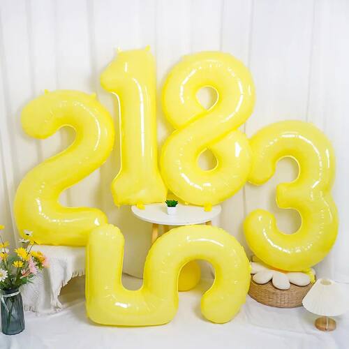 Lemon Yellow Digital Balloon Aaluminum Film Number Balloons