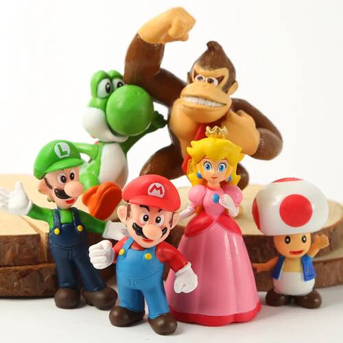 6pcsCartoon Super Mario Cake Decoration Ornament Small Mushr