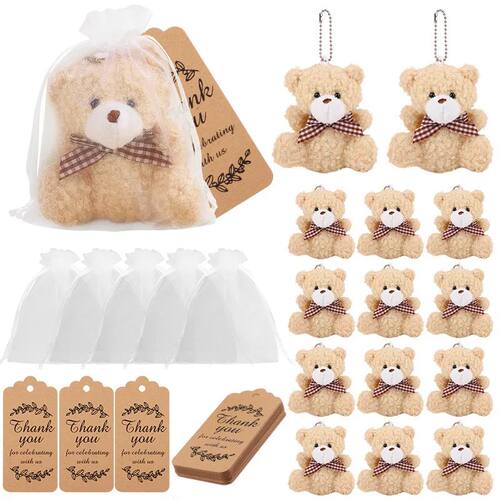 30pcs/10set Bear Gift with Organza Bag Thank You Card for Ba