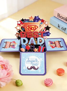 1pc,?Father'S?Day,?Pop-Up?Greeting?Card?Box?for?Dad'S?Birthd