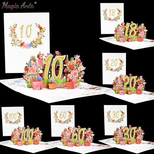 Pop Up Anniversary Card 1st 10 28 21 30 Number Figure 3D Gre
