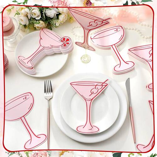 20pcs Wedding Pink Cocktail Shaped Table Business Card Bever