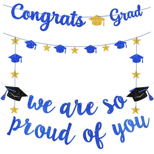 Graduation Decorations Glitter Paper Banners We are So Proud