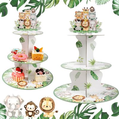 Jungle Animals Safari Cupcake Stand Baby Shower Birthday Par