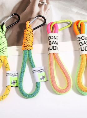 Creative Iridescent Braid Rope Keychain Carabiner Key Ring F