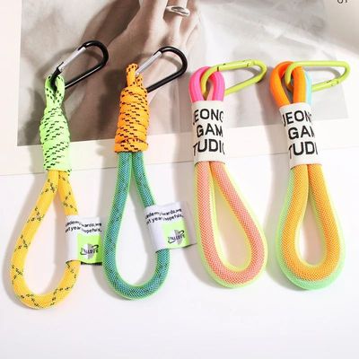 Creative Iridescent Braid Rope Keychain Carabiner Key Ring F
