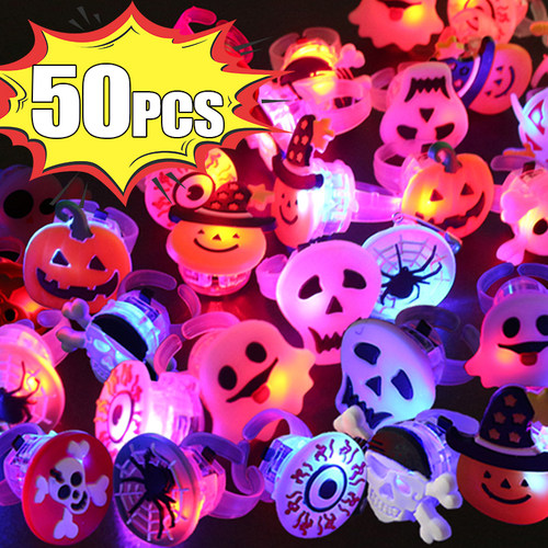 LED Luminous Halloween Rings Creative Pumpkin Ghost Skull Gl
