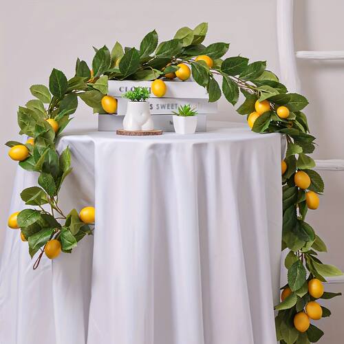 Artificial lemon wreath with green plants home door wall cov