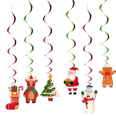 Christmas Foil Spiral Pendants Ceiling Hanging Garlands Chri