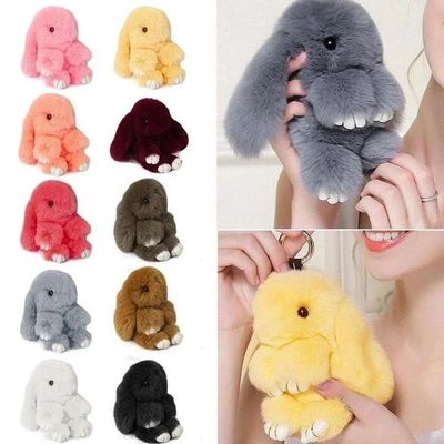 Rabbit Fur Cute Bunny Pom Ball Doll Toy Keychain Cute Handba