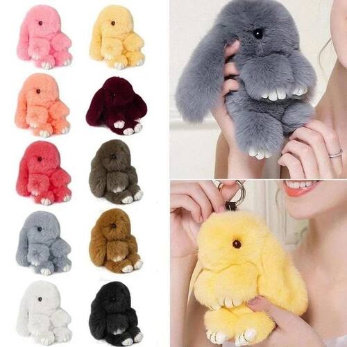 Rabbit Fur Cute Bunny Pom Ball Doll Toy Keychain Cute Handba