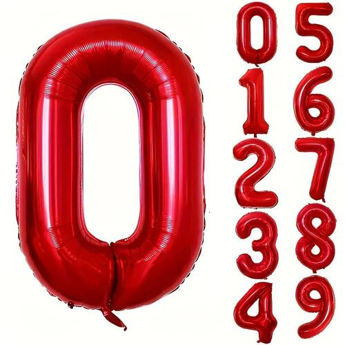 32INCH Red Number Foil Balloons for Birthday Anniversary Par