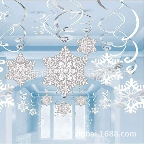 20 Pieces Snowflake Hanging Spiral Pendant Christmas Party C