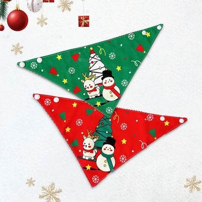 Christmas pet triangle scarf adjustable, cute snowman patter