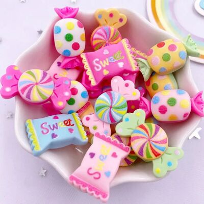 Resin 3D Sweet Colorful Dot Candy Flatback Cabochon Simulati