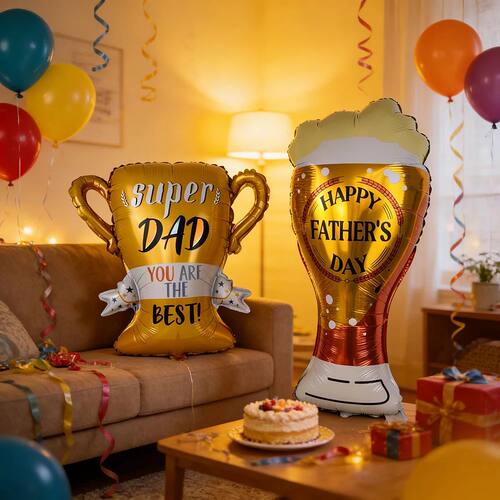 Happy Father's Day Balloons Set Trophy Balloon Super Dad Bal