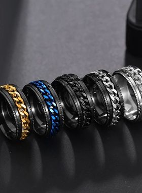 Cool Stainless Steel Rotatable Men Ring High Quality Spinner