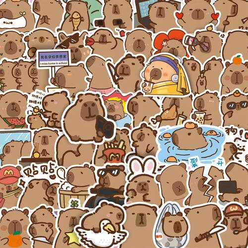 100PCS Cute Capybara Stickers - Trendy High-Color Animal DIY