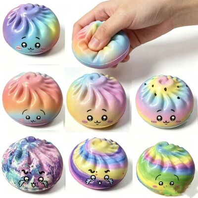 NEW Colorful expressive Dumpling Squishy Toy with Steamer an