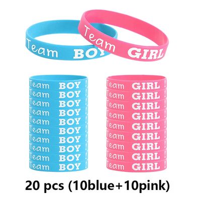 20pcs Gender Reveal Silicone Bracelets Team Boy Team Girl Wr