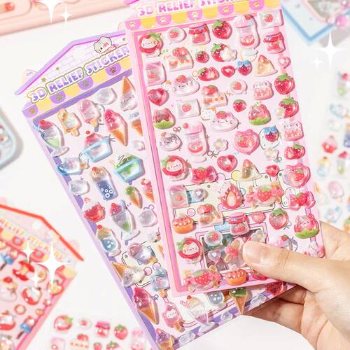 Mr. Paper Sweet Candy Party Stickers, 7 Styles 3D Embossed D