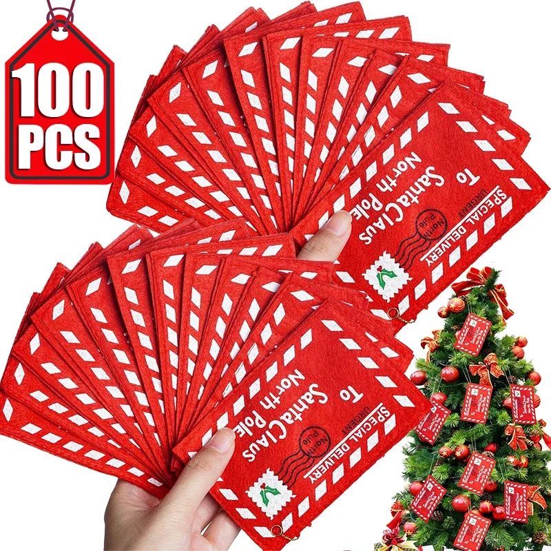 Santa Claus Envelope Red Felt Non-Woven Letter Embroidered E