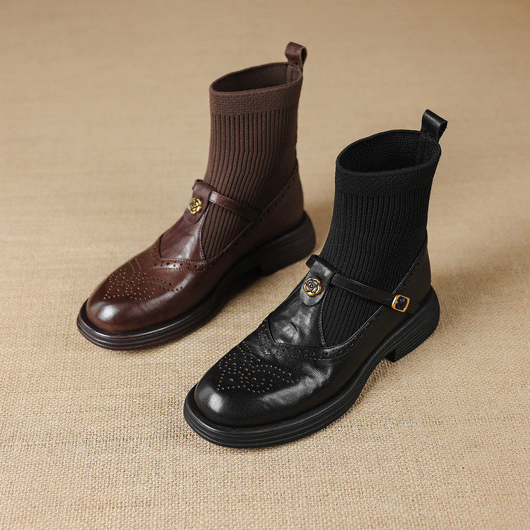 方头粗跟橡胶胶粘工艺冬季弹力靴/袜靴,女鞋,弹力靴/袜靴,淘宝优惠券,粉丝福利购,淘宝优惠卷