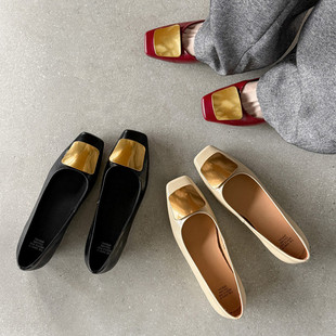 方头内增高TPR(牛筋）胶粘工艺头层猪皮浅口单鞋