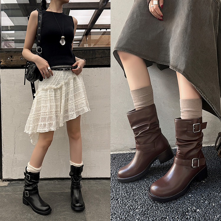 圆头松糕底TPR(牛筋)胶粘工艺四季马丁靴