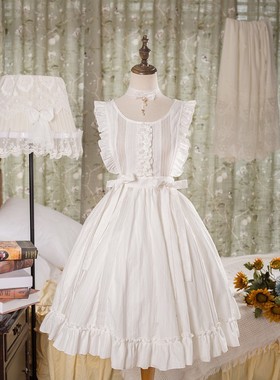 全棉罩裙 塔莎的花园 原创百搭洛丽塔lolita白色外搭CLA搭配森系