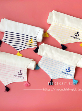 新款出口日本出船锚流苏幼儿园儿童全棉垫背巾隔汗巾男宝宝吸汗巾