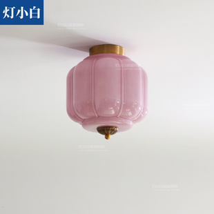 法式复古穆拉诺灯具中古卧室南瓜高级感Murano过道阳台全铜吸顶灯