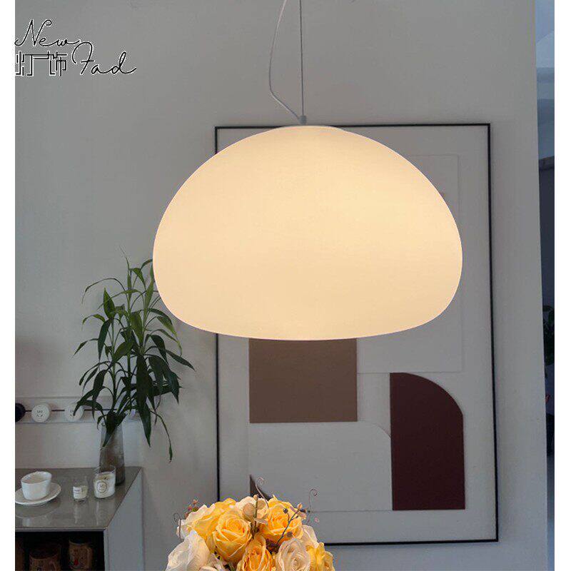 丹麦云朵白色玻璃吊灯奶油风日式简约现代卧室书房床头餐厅水滴灯