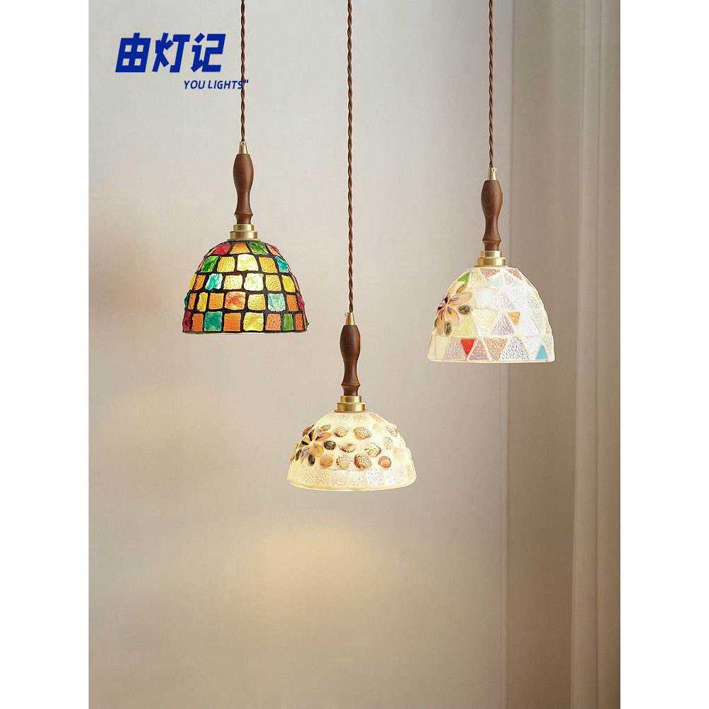 由灯记法式中古小吊灯床头卧室复古风高级感创意餐厅吧台艺术吊灯