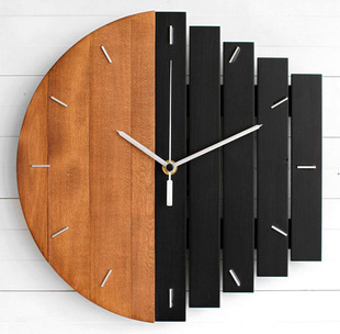 客厅卧室墙面个性 木制钟 简约创意大挂钟 抽象工业风格 石英钟挂表