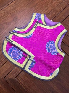 春秋季复古民族风短款演出儿童马甲手工蒙古族女孩马夹生活装新品