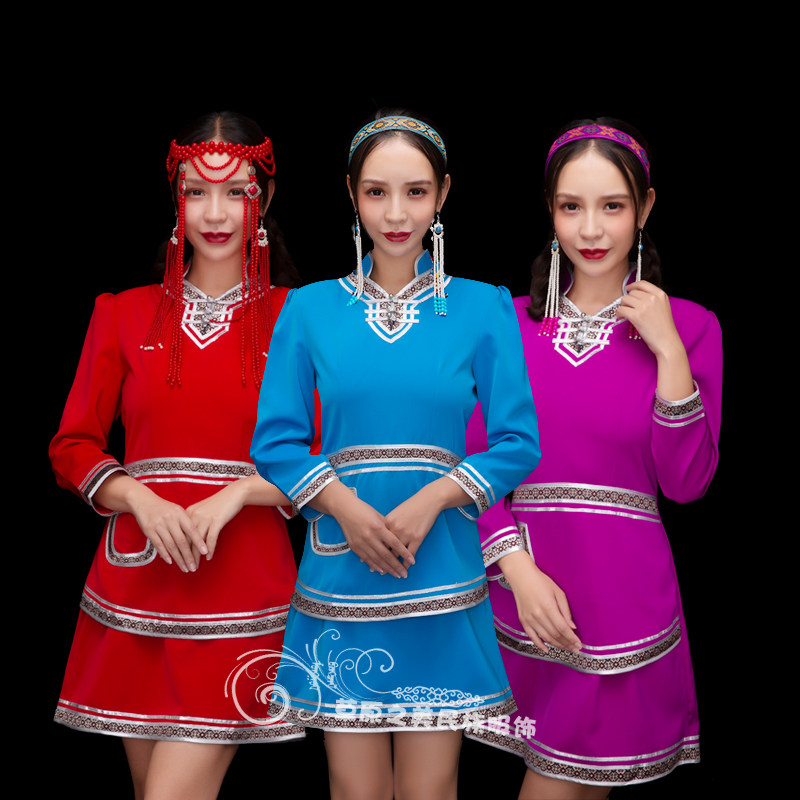 女士蒙古族服装春秋款蒙餐厅酒店服务员工作服蒙古演出舞蹈裙新品