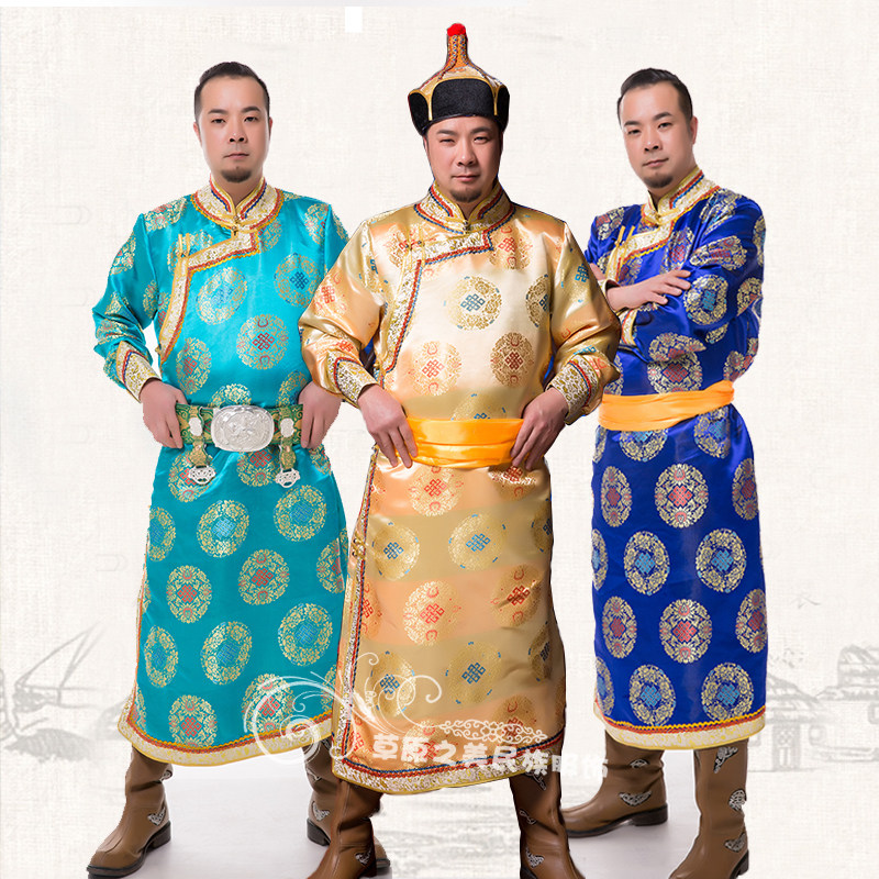 蒙古族服装男款蒙古袍少数民族服饰蒙古族演出服男士舞蹈服热卖 草原之美民族服饰 淘优券