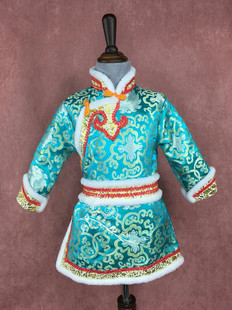 蒙古族服装儿童演出表演服饰小孩冬季棉袍男孩款新款蒙古袍新品