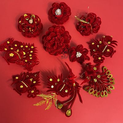 头花巧妹子春节红色女过年头饰