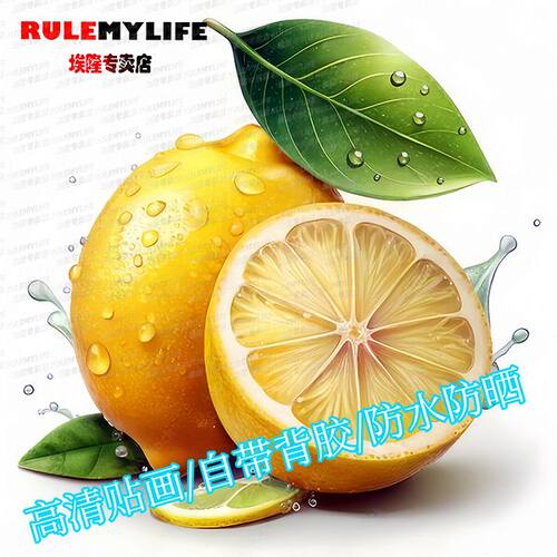 柠檬葡萄图案贴纸厨房墙面贴画冰箱橱柜装饰田园风瓷砖防水自粘贴